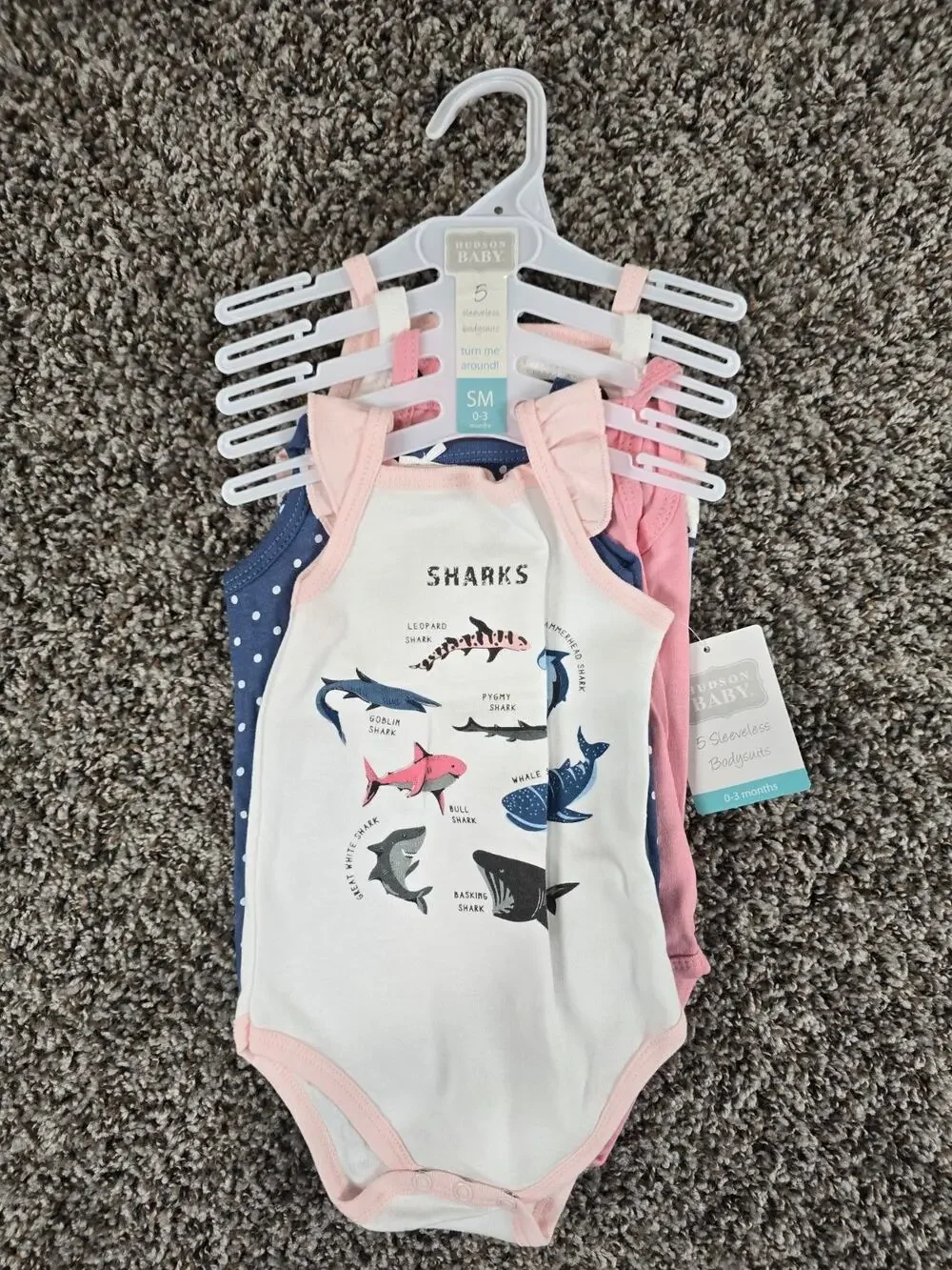 Hudson Baby infant girl Sz 0-3M sleeveless bodysuits in a 